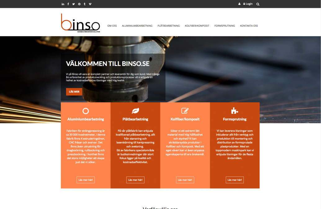 Ny hemsida till nystartade Binso